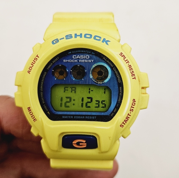 Rare CASIO G-SHOCK Watch Yellow Metallic Blue Third Eye W-6900PL - Picture 4 of 9